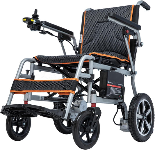 Portable electric wheelchair, 10 mi range, foldable, lightweight. Image 1 of 12.