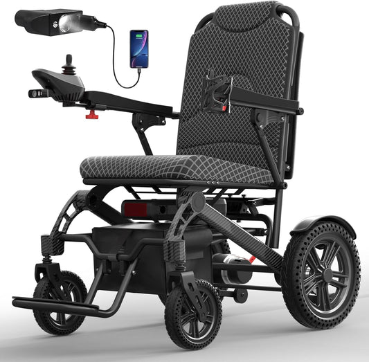 Foldable electric wheelchair with 16-mile range and dual 250W motors, image 1 of 17.
