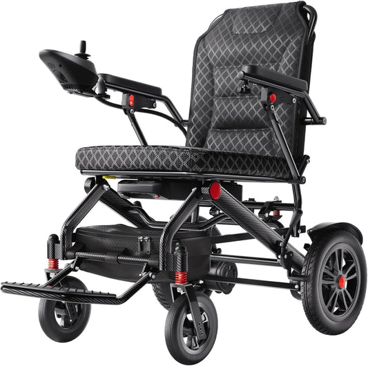 Lightweight folding electric wheelchair, 15.5 mile range. Compact, portable mobility aid. Image 1 of 12.