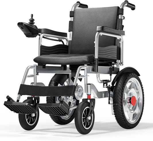 Lightweight folding electric wheelchair, long range, all-terrain. Image 1 of 7.