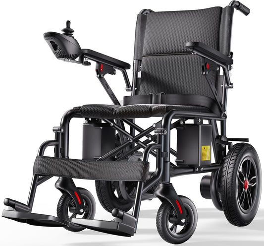 Lightweight folding electric wheelchair, 15-mile range. Portable power chair, ideal for travel. Image 1 of 8.