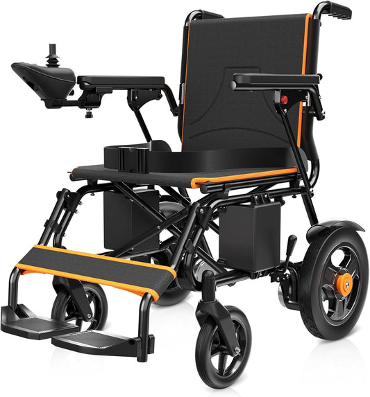 Foldable electric wheelchair, dual motor, 15-mile range, 350lb capacity. Image 1 of 7.